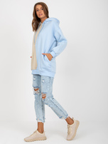 Hurt Beżowo-niebieska damska bluza basic z kapturem RUE PARIS 