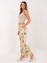 Żółte eleganckie spodnie w kwiaty RUE PARIS