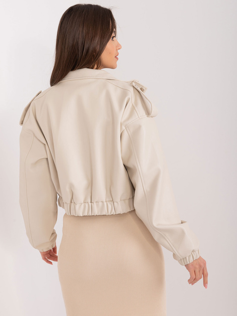 Hurt Beżowa kurtka z ekoskóry typu biker