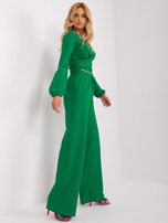 Hurt green women's casual set with a tie.
