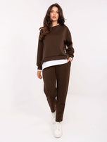 Ciemnobrązowy dwuczęściowy komplet ze spodniami 