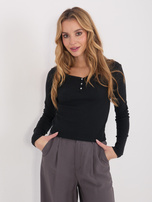Czarna dopasowana bluzka z okrągłym dekoltem