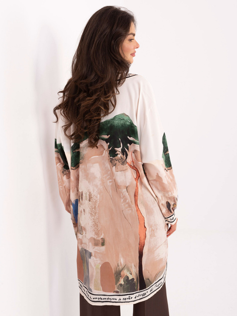 Jasnobeżowa długa koszula z napisami RUE PARIS