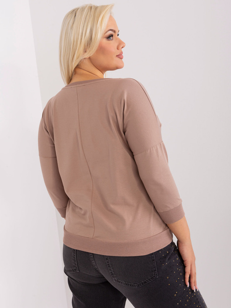 Hurt Ciemnobeżowa bluzka plus size z rękawem 3/4