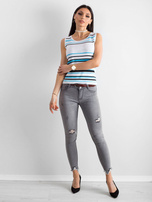 Biało-niebieski top w paski