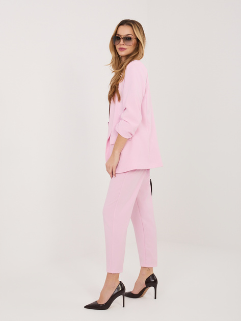 Jasnoróżowy elegancki komplet z marszczonymi rękawami RUE PARIS