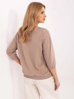 Hurt Ciemnobeżowa bawełniana bluzka z aplikacjami  