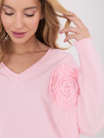 Jasnoróżowa bluzka oversize z długim rękawem