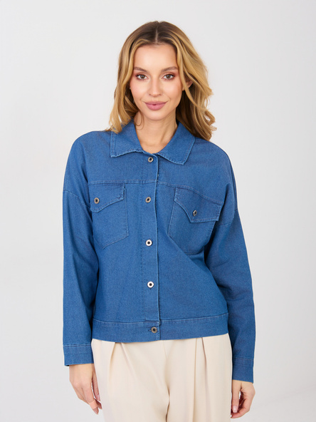 Niebieska jeansowa koszula z kieszeniami