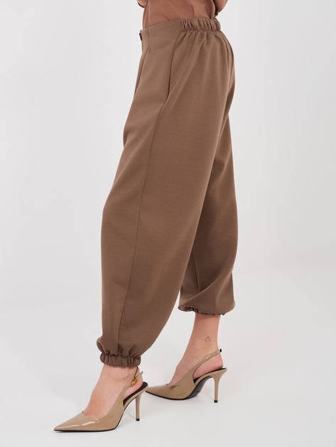 Brązowe dresowe spodnie ze ściągaczami