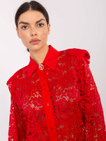 Czerwona rozpinana koszula z koronki 