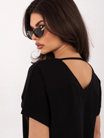 Czarna damska bluzka oversize z dekoltem V RUE PARIS 