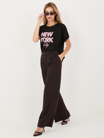 Czarna damska bluzka z napisem New York RUE PARIS 