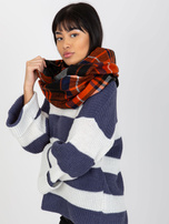 Hurt Pomarańczowo-czarny komin z nadrukiem w kratę 