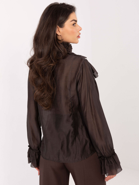 Czekoladowa elegancka koszula z kokardą