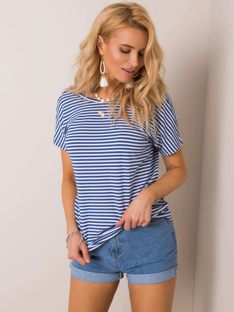 Biało-niebieski t-shirt Gina RUE PARIS