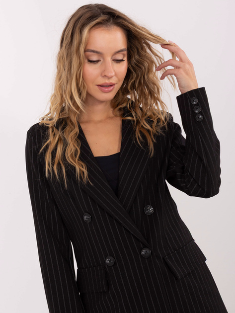 Czarna marynarka z poduszkami na ramionach RUE PARIS