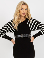Hurt Schwarz-weiße Midi-Strickkleid mit V-Ausschnitt OCH BELLA