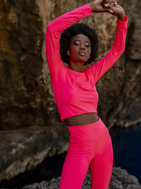 Fluo różowy gładki komplet sportowy Patrice