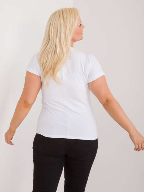 Hurt Biały t-shirt plus size z aplikacją z dżetów