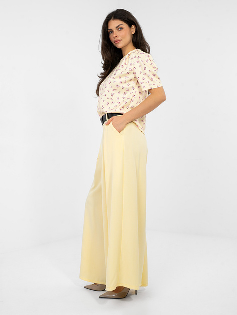 Pastelowe żółte eleganckie spodnie palazzo RUE PARIS
