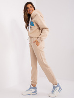 Hurt Beżowo-niebieski ocieplany komplet dresowy z bluzą