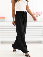 Czarne letnie spodnie z materiałowym paskiem 