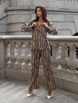 Hurt Beżowo-czarny komplet casualowy we wzory