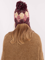 Hurtownia Bordowa damska czapka z nausznikami