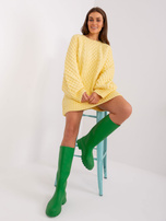 Hurt Jasnożółta sukienka dzianinowa o kroju oversize