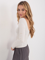 Ecru-beżowa dopasowana bluzka w paski