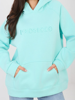 Miętowa ocieplana bluza oversize z haftem RUE PARIS