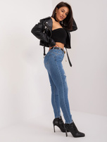 Hurt Ciemnoniebieskie dopasowane spodnie jeansowe z paskiem