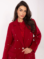 Bordowa elegancka marynarka z zapięciem na guzik