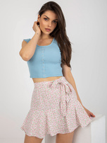 Hurt Biało-różowe krótkie spódnico spodenki w kwiaty