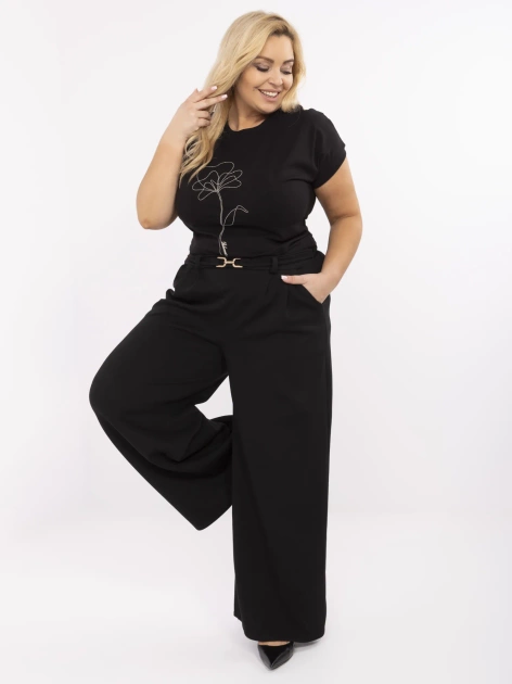 Czarna damska bluzka plus size ze ściągaczami