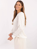 Hurtownia Beżowo-biała damska bluzka oversize w cętki