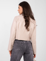 Beżowa krótka marynarka z ekoskóry RUE PARIS 