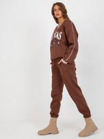 Hurt Ciemnobrązowy komplet dresowy o kroju oversize z nadrukiem