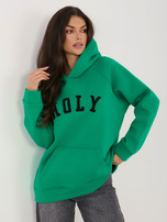 Ciemnozielona ocieplana bluza oversize z kapturem RUE PARIS