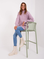 Hurt Jasnofioletowa sukienka dzianinowa z warkoczami