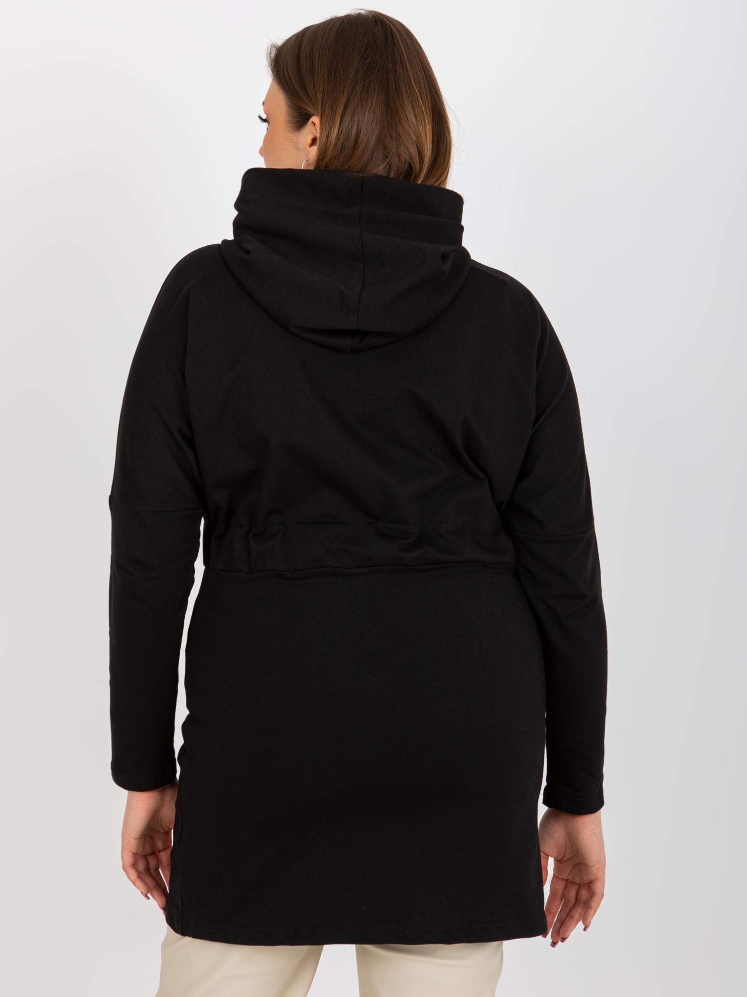 Hurt Czarna długa rozpinana bluza plus size ze ściągaczem 