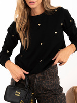 Czarny damski sweter z haftem 