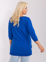 Hurtownia Ciemnoniebieska damska bluzka plus size ze ściągaczem