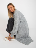 Hurtownia online Szary maxi kardigan w warkocze RUE PARIS