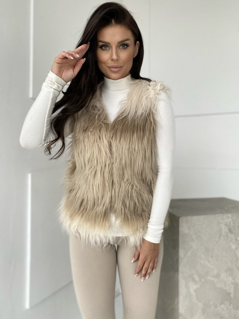 Beżowa damska kamizelka futrzana Romi