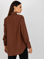 Hurt Brązowa damska koszula oversize z łańcuszkiem