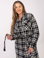 Czarno-biały płaszcz w kratę Raquel