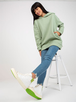 Hurtownia Pistacjowa dresowa bluza basic z kapturem 