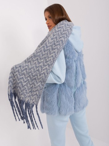 Hurt weiß-blau Damen Schal mit Fransen.